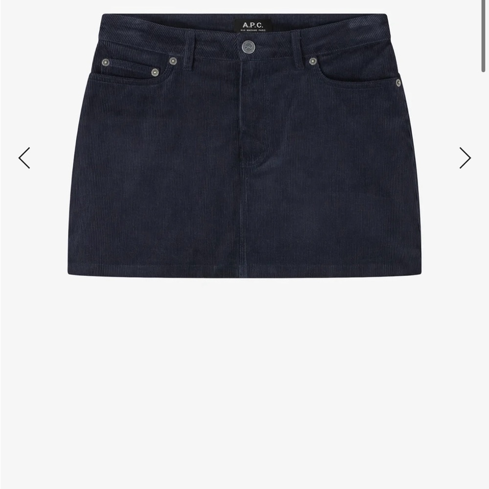 A.P.C. Navy Corduroy Mini Skirt
